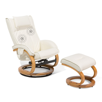 Fotel do masażu podgrzewany z podnóżkiem ekoskóra beżowy MAJESTIC