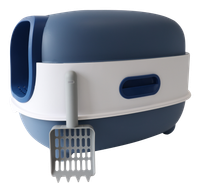 Niebieska Kuweta dla kota zamknięta z łopatką 56x39x40cm COSMO