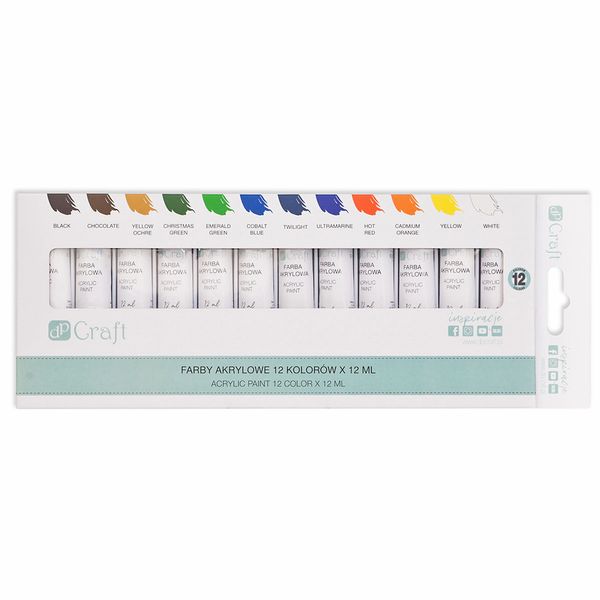 FARBY AKRYLOWE 12SZT 12ML DPFA-100 DP CRAFT zdjęcie 1