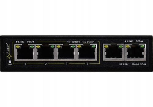 Switch PoE Pulsar S64 - 6 portów, 4xPoE, 2xUplink na Arena.pl