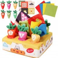 SORTER PUDEŁKO Z CHUSTECZKAMI MARCHEWKI PLUSZOWE MONTESSORI SENSORYCZNE