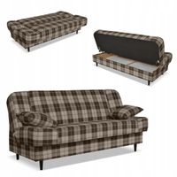 Kanapa sofa Sally rozkładana f spania Family meble krata brązowa
