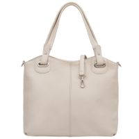 VERA PELLE torebka damska skórzana shopper z paskiem na ramię V658 kremowa