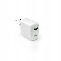 Ładowarka sieciowa USB-A USB-C GaN 65W - biała