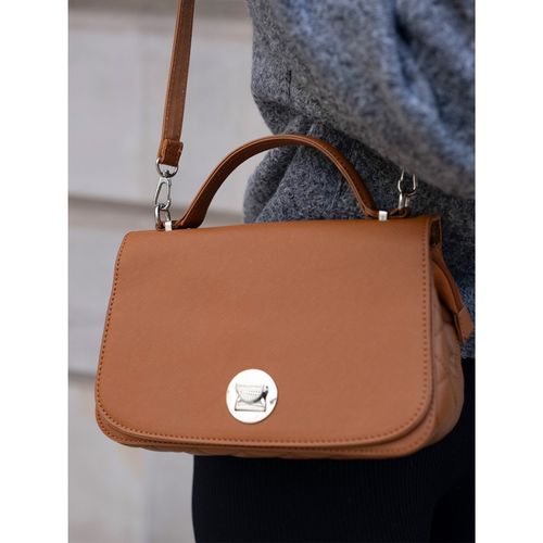 karmelowa torebka damska crossbody ze srebrnymi okuciami - david jones na Arena.pl