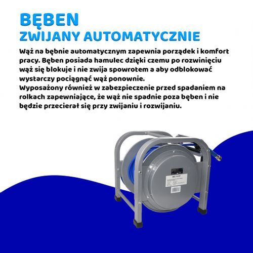 15197 Wąż pneumatyczny z automatycznym bębnem BITUXX solidny na Arena.pl