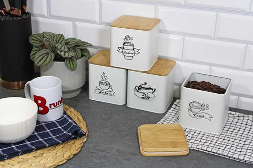 zestaw 4 pojemników kuchennych na produkty sypkie 4264 na Arena.pl