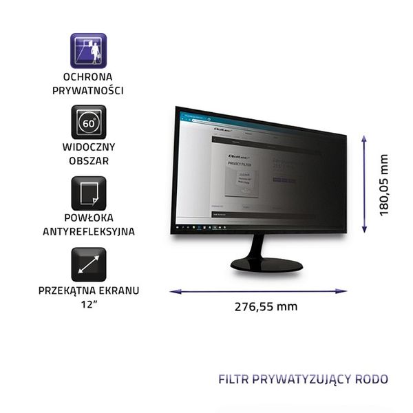 Qoltec Filtr prywatyzujący RODO do MacBook Air 12" zdjęcie 3