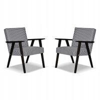 Fotel PRL zestaw retro vintage SOLER Family Meble Pepitka czarno - biała