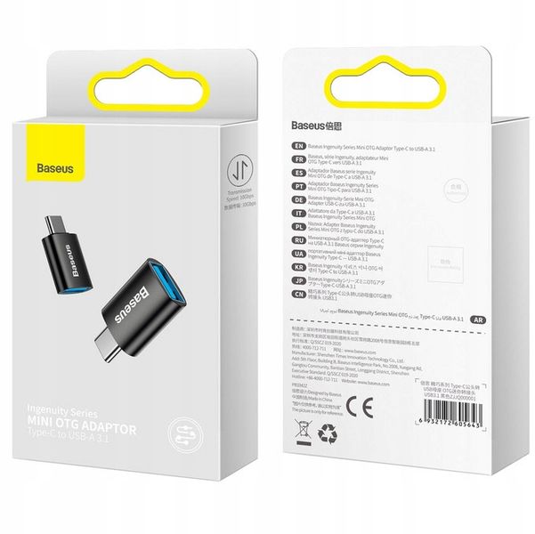 Baseus mini przejściówka, adapter USB-C na USB-A zdjęcie 2