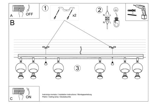 Spot LAMPA sufitowa SL.0448 reflektorowa OPRAWA listwa kule balls czarne na Arena.pl