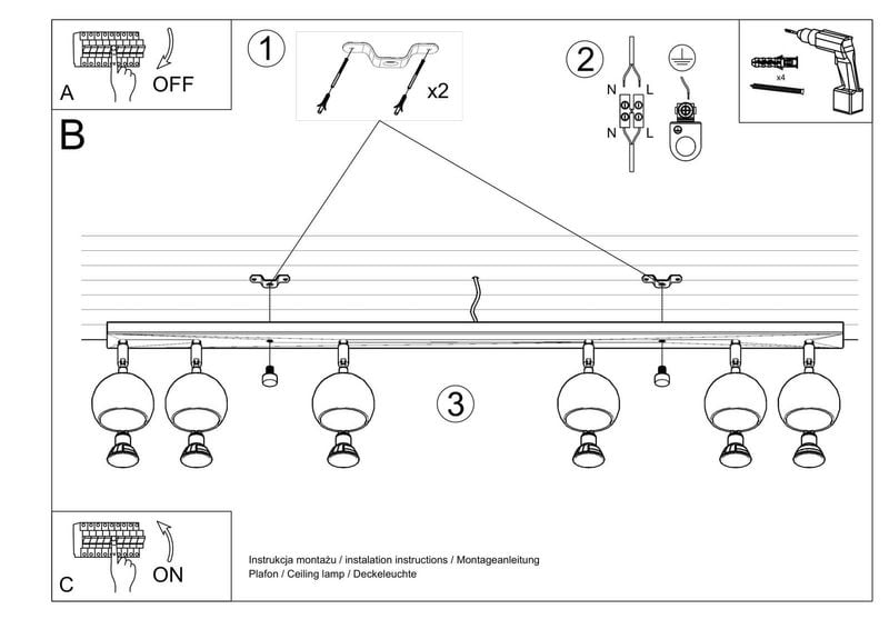 Spot LAMPA sufitowa SL.0448 reflektorowa OPRAWA listwa kule balls czarne zdjęcie 5