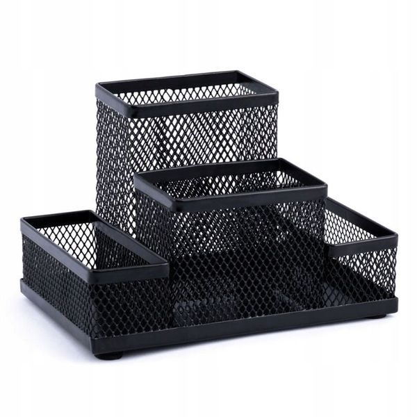 Organizer przybornik na biurko metalowy czarny zdjęcie 1