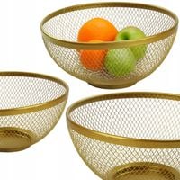 METALOWY KOSZYK ZŁOTY OKRĄGŁY MISA 26CM MISKA POJEMNIK NA OWOCE WARZYWA