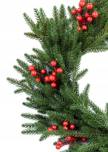 Wianek świąteczny ŚWIERK NATURA jarzębina PE dekoracja drzwi stół wieniec na Arena.pl