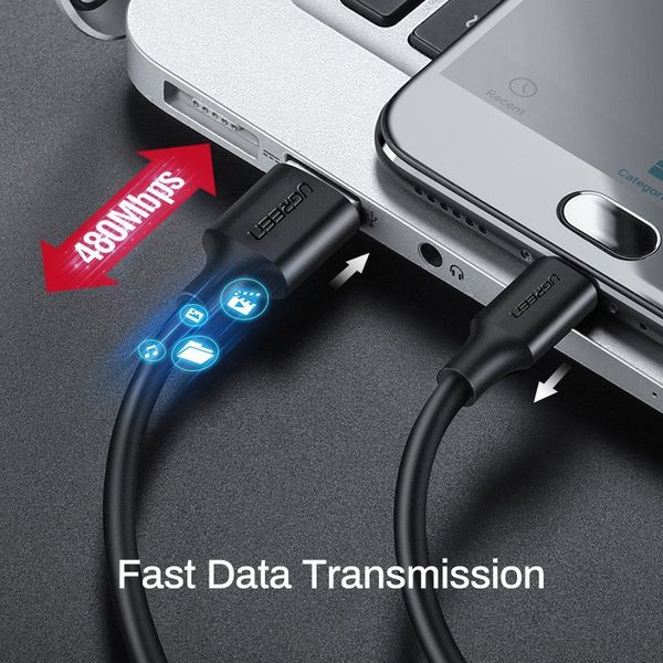 kabel usb do micro usb ugreen  us289 qc 3.0 2.4a 2m (biały) zdjęcie 5