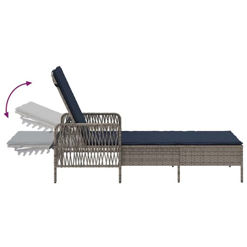 Leżak z poduszką 2-osoba 2 pcs Szary 35 x 35 x 32cm polirattan na Arena.pl