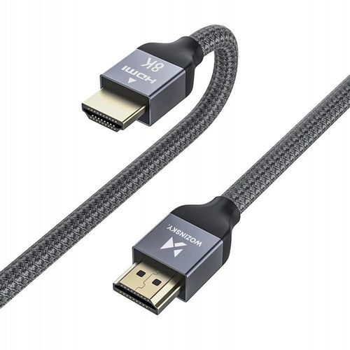 WOZINSKY KABEL HDMI 2.1 8K 60 HZ 48 GBPS / 4K 120 HZ / 2K 144 HZ 1M SREBRNY na Arena.pl
