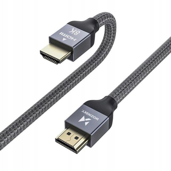 WOZINSKY KABEL HDMI 2.1 8K 60 HZ 48 GBPS / 4K 120 HZ / 2K 144 HZ 1M SREBRNY zdjęcie 1
