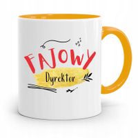 Dla Dyrektora Kubek Żółty Fajowy Dyrektor Z Nadrukiem Ze Zdjęciem