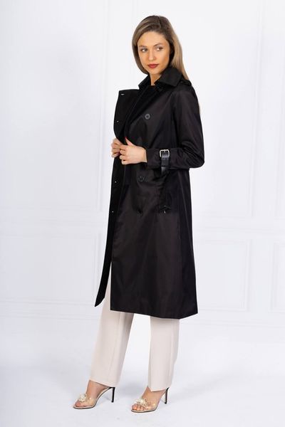 Płaszcz trencz prochowiec czarny długi s-2xl na wiosnę zdjęcie 6