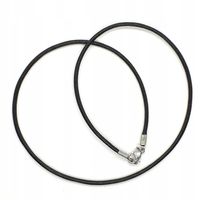 Rzemień Skórzany Czarny 2mm/60cm Stal chirurgiczna