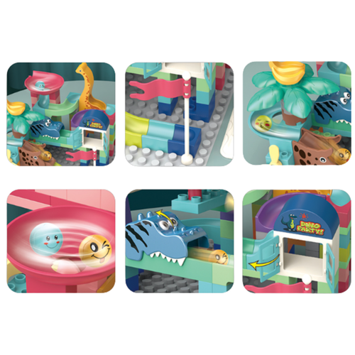 Zestaw Klocki Konstrukcyjne PUZZLE Duże Kolorowe 112 Elementów Dinozaury na Arena.pl