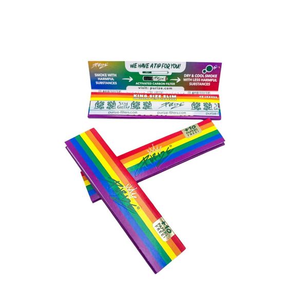 Bibułki Purize Rainbow King Size Slim - bletki do jointów 32+10 gratis zdjęcie 2