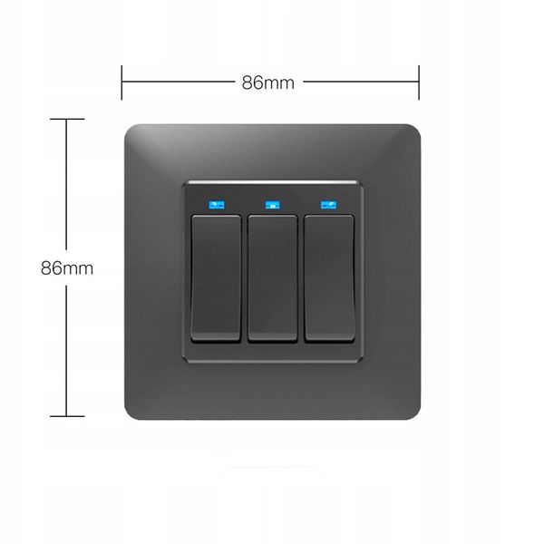 Przełącznik Włącznik 3 Obwody ZigBee TUYA Przycisk PSMART Czarny zdjęcie 3