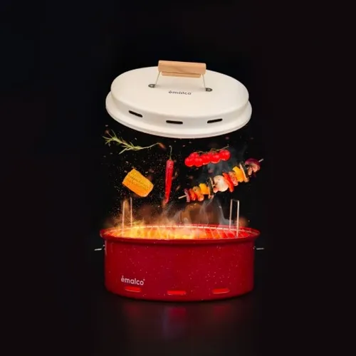 Grill emaliowany czerwony nakrap. Emalco |Barbeque na Arena.pl