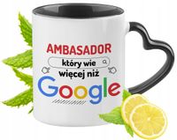 Dla Ambasadora Kubek Czarny Z Uszkiem W Kształcie Serca Na Prezent