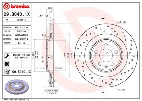 TARCZA HAM TYL 330X22 V XTRA BREMBO na Arena.pl