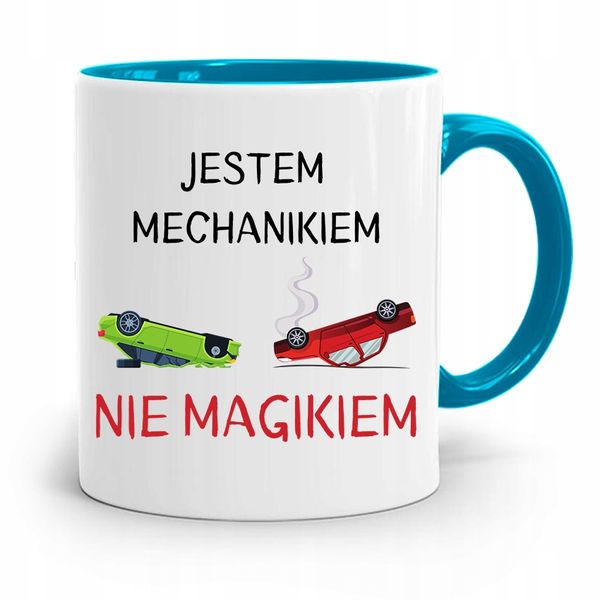 Kubek Błękitny Mechanika Jestem Mechanikiem Z Nadrukiem Ze Zdjęciem zdjęcie 1