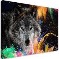Obraz na płótnie, Wilk na kolorowym tle 120x80 120x80