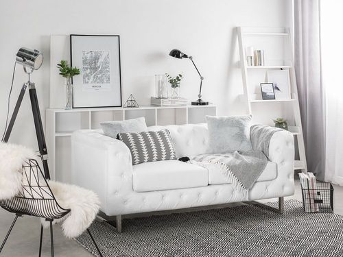 Sofa 2-osobowa ekoskóra biała VISSLAND na Arena.pl