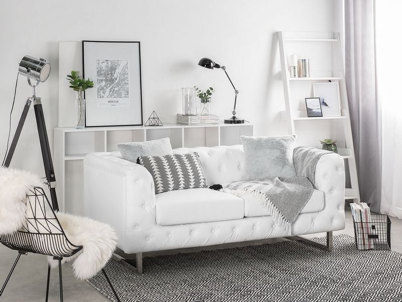 Sofa 2-osobowa ekoskóra biała VISSLAND zdjęcie 2