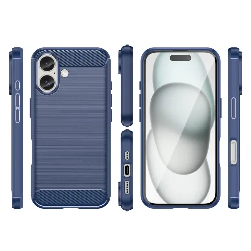 etui silikonowe carbon case do iphone 16 - niebieskie na Arena.pl