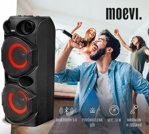 Moevi Duży głośnik 70 W przenośny, kolumna karaoke z mikrofonem, 63 cm na Arena.pl