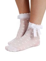 Skarpety dziewczęce rajstopowe w serca białe z kokardką 20 DEN 35-38 YOCLUB