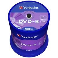 płyta dvd+r verbatim 4.7gb 16x 100szt    srebrny 43551
