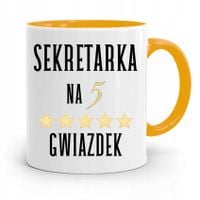 Kubek Żółty Prezent Dla Sekretarki Na Pięć Z Nadrukiem Ze Zdjęciem