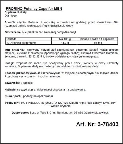 supl.diety prorino men  2pcs black line potency caps na Arena.pl
