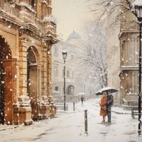 Plakat 70x70cm Zimowy Spacer Starym Miastem