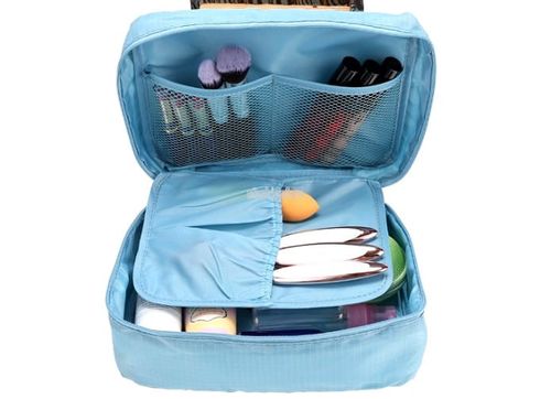 organizer Kuferek kosmetyczka wodoodporna torebka  E7_Niebieski_Kwiaty na Arena.pl