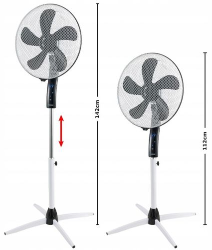 CICHY MOCNY WENTYLATOR WIATRAK PODŁOGOWY BLAUPUNKT ASF701 40dB 55W PILOT na Arena.pl