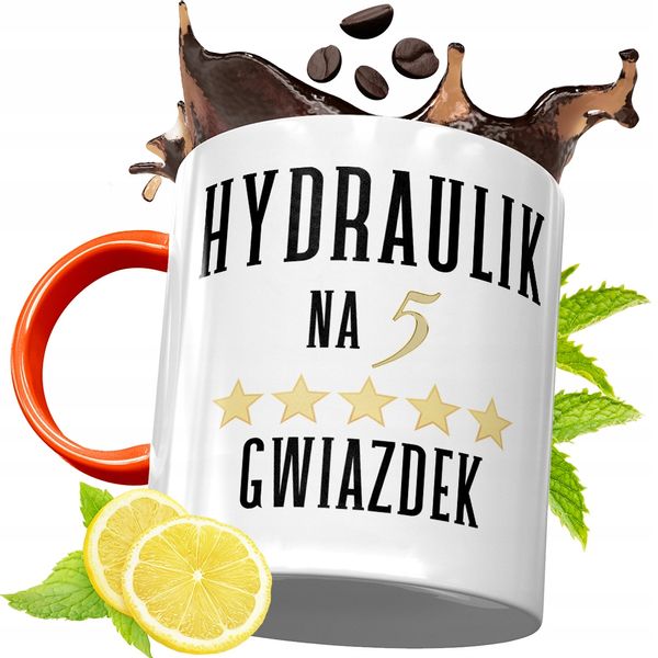 Kubek Pomarańczowy Dla Hydraulika Prezent Z Nadrukiem Ze Zdjęciem zdjęcie 1