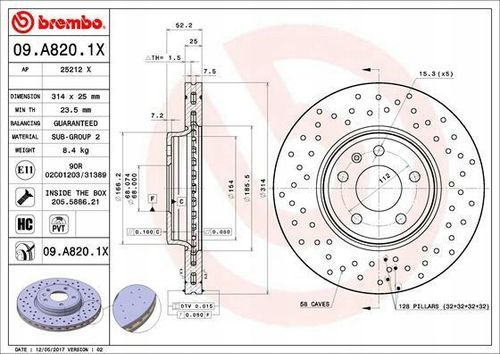TARCZA HAM PRZOD 314X25 V XTRA BREMBO na Arena.pl