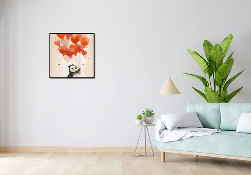 Plakat 60x60cm Pingwinek z Balonami na Arena.pl