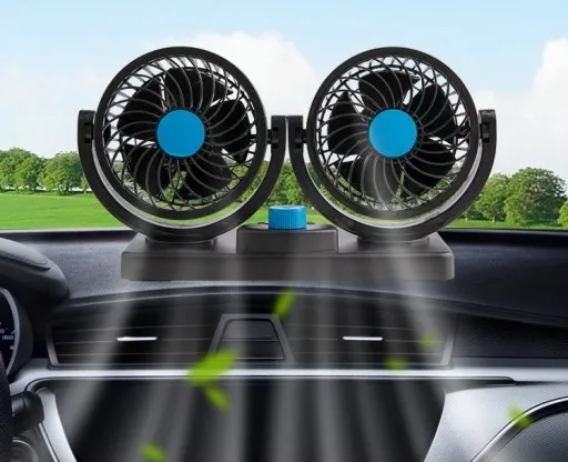 MOCNY WIATRAK WENTYLATOR SAMOCHODOWY PODWÓJNY 12V zdjęcie 6