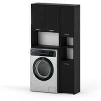 Zestaw Łazienkowy Hugo Szafka Stojąca Nad Pralkę Słupek Loft Czarny Mat